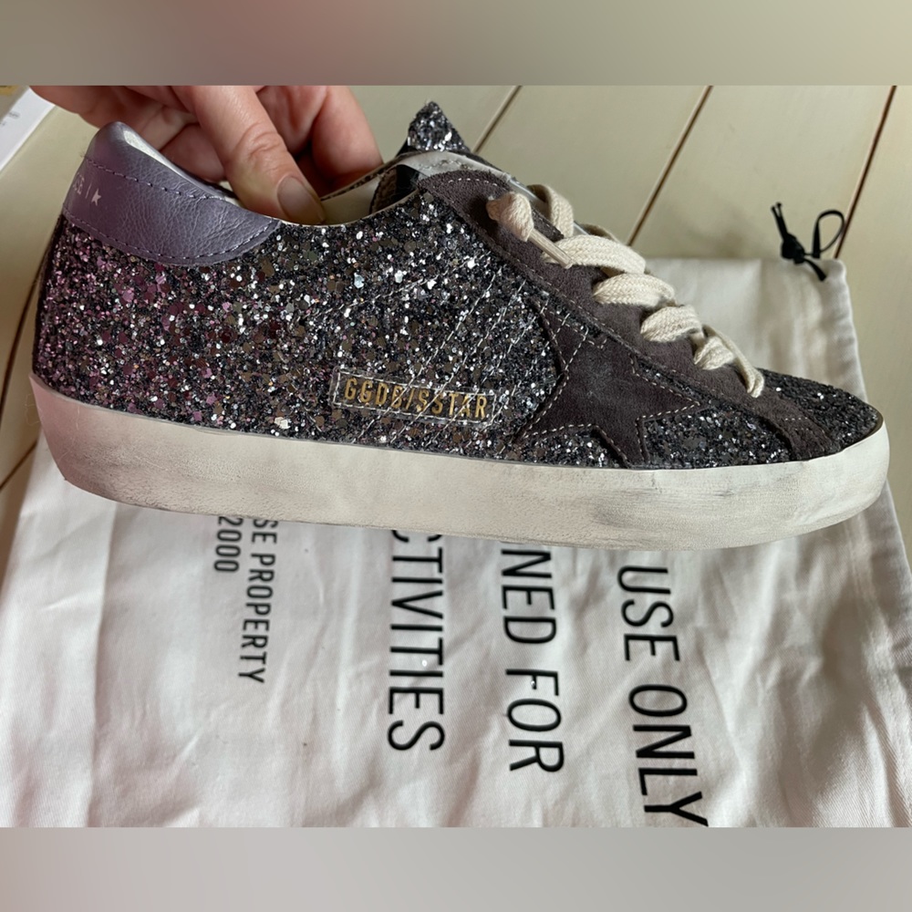 Golden Goose Super Star Low Top Sneaker - Glitter Sparkle - Size 8 - Brand New - Picture 13 of 16